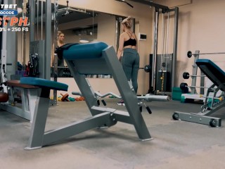 Фитнес, Снял русскую красотку в спорт зале и трахнул ее