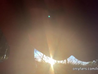 Girl Peeing with the Sunset in the Field