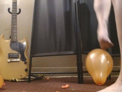 Toenail Popping Orange Balloons Naked