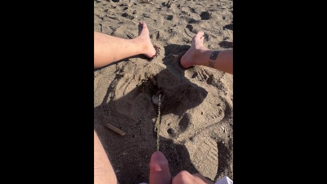 public beach caught peeing