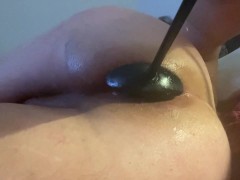 Gaping my ass with an inflatable plug