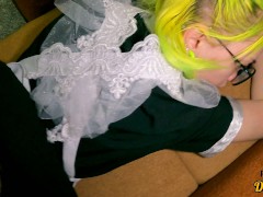 cute schoolgirl in glasses and school uniform likes to have anal sex after school and gets a lot of