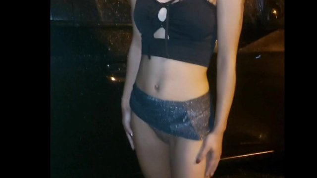 Tiny Typhany no panties and public upskirt in party