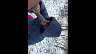 Sloppy bitch deepthroating in the snow anytime anywhere (cumshot ending)follow her onlyfans for more