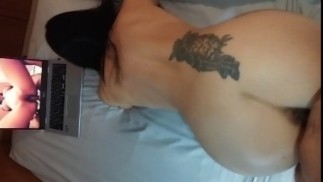 REAL WIFE loves being FUCKED while WATCHING her OWN PORN VIDEOS