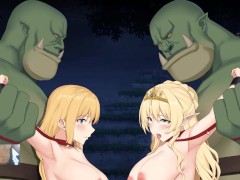 TWO HOT BLONDIES FUCKED BY MUSCLE ORCS - LOOPQUEEN