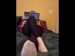 Staring at my feet while I ignore you and read