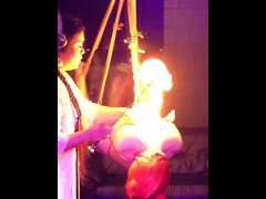 Dominatrix Mara Ties Haskell Holland in Shibari  with Fire Play
