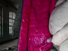 Cumming on Girlfriend's Pink Lining of PZ Down Jacket