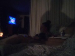 Jerking Off To My Roommate While She Is Playing Video Games In Her Black Panties