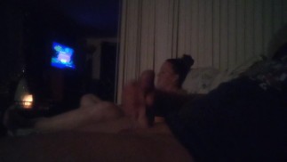 Jerking Off To My Roommate While She Is Playing Video Games In Her Black Panties