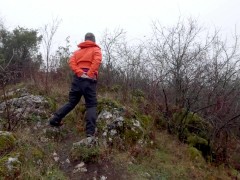 During an autumn hike we finaly reach the top point and I pee there