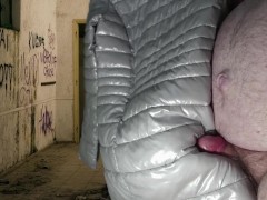Cumshot on Girlfriend's PZ Soft Silver Down Jacket