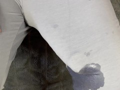 Huge cock cum in pants