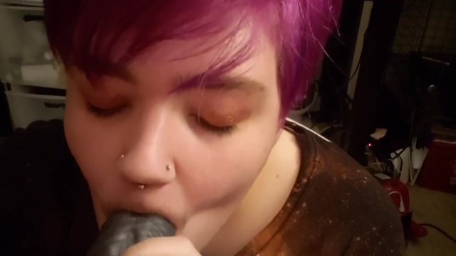 Sloppy amateur alien blowjob with lots of spit