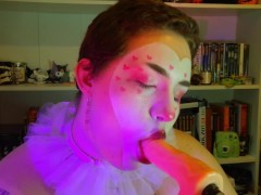 valentine's clown gagged and wrecked - fuckmachine, face fucking, gags
