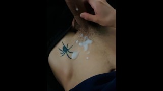 I come all in my Spider Tattoo