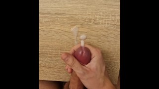 Ejaculating on the table