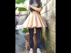 hot babe pissing outside during smoking break