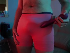 Cumming in my wife's leggings with her vibrator