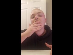 Masked blowjob with messy spit play