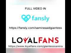 Giantess Samira dominates her slave by showing him the power of her ass