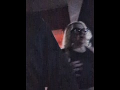 Risky restroom sex at public bowling alley with Him. BadBlondieMonroe