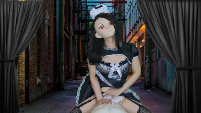 HENTAI Aibu。路地裏。メイド。マネキンでオナニー。