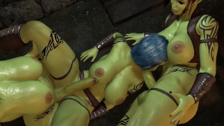 Анальный миссионер с транссексуалом Фута Орк в тройничке