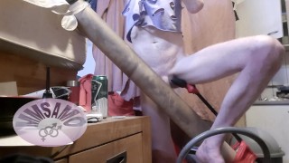 Skinny sweaty body in tiny shorts, horny on my pole fucking my butplug till moaning anal orgasm. porn video thumbnail