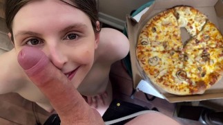 I fucked the pizza delivery guy with no condom! he gave me his cum & my husband got 2 watch 😈