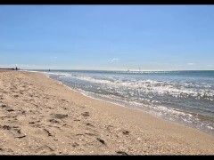 I piss down my swimsuit leg on a public beach into the sand