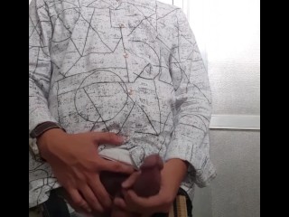 Teen Twink Asian Filipino Boy Flashing Huge Cock Gooning at Public Restroom