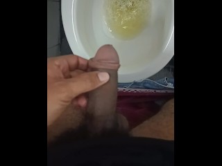 Masturbation and Urination in Public Bathroom