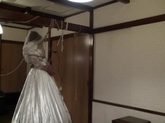 ウェディングドレス女装自縛立縛り - Screenshot 13 of 16 - 緊縛