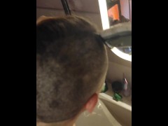 Shaving my head with an electric razor
