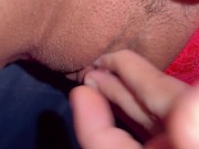 Close-up. How a woman has an orgasm
