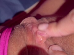 I rub my clit and caress myself with my fingers until my pussy is wet