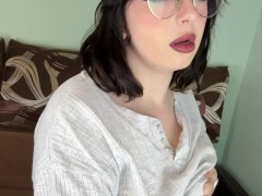 Beautiful brunette beautifies herself on camera and shows off her lush tits