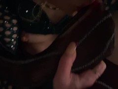 Petite slut licking and spitting on her toes