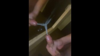 dropping massive load on mirror horny young man cumming everywhere