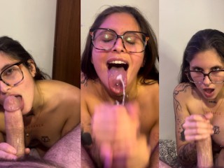 Huge Cumshot on her Bitch Face