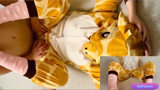 18 year old girl ripped her onesie pyjama for me