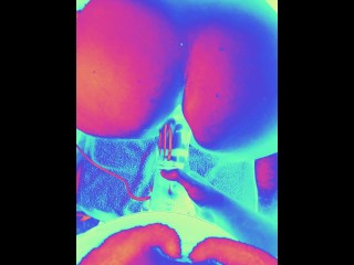 Грубый глубокий пеггинг. Сперма в жопе переполняет испорченную дырку неженки.