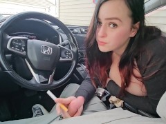 POV First Date Cigarette Smoking Car Blowjob