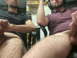 my friend cums while we watch porn