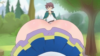 Aqua Wore a skirt that was Too short to seduce Kazuma/Hentai/Cartoon/Parody/God's 2025