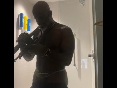Naked Trumpeter playing trumpet mixed with kink.
