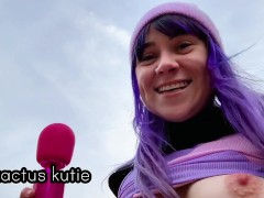 sneaky outdoor orgasm while smoking a joint