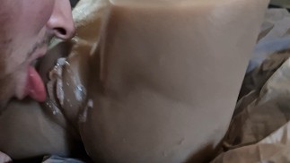 Frecnh Twink fuck a sex Doll with huge boobs and big ass This boy Devouring his pussy